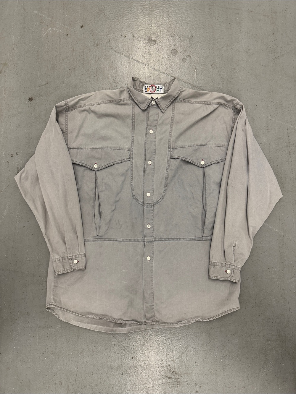 Vintage Jantzen Sport Gray Button-Up Big Pocket Shirt